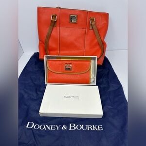 Authentic Dooney & Bourke Purse & Wallet Matching Set Orange Y1
